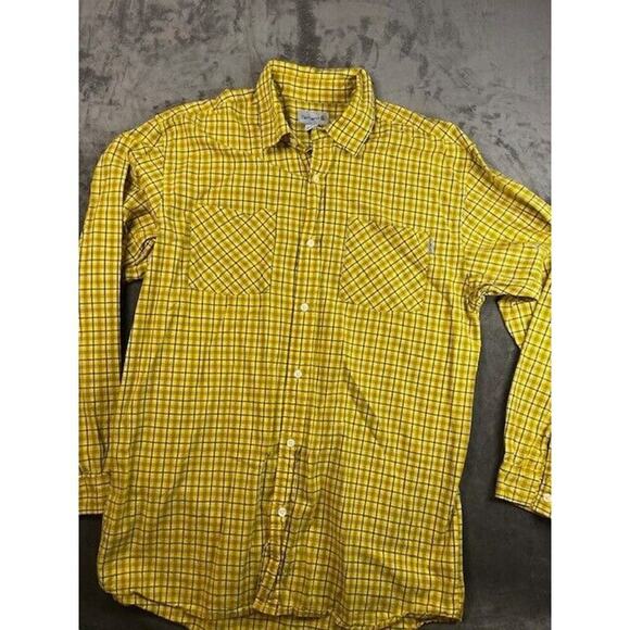 Carhartt Plaid Long Sleeve Shirt Relaxed Fit‎ Men's Large Yellow - Picture 1 of 6